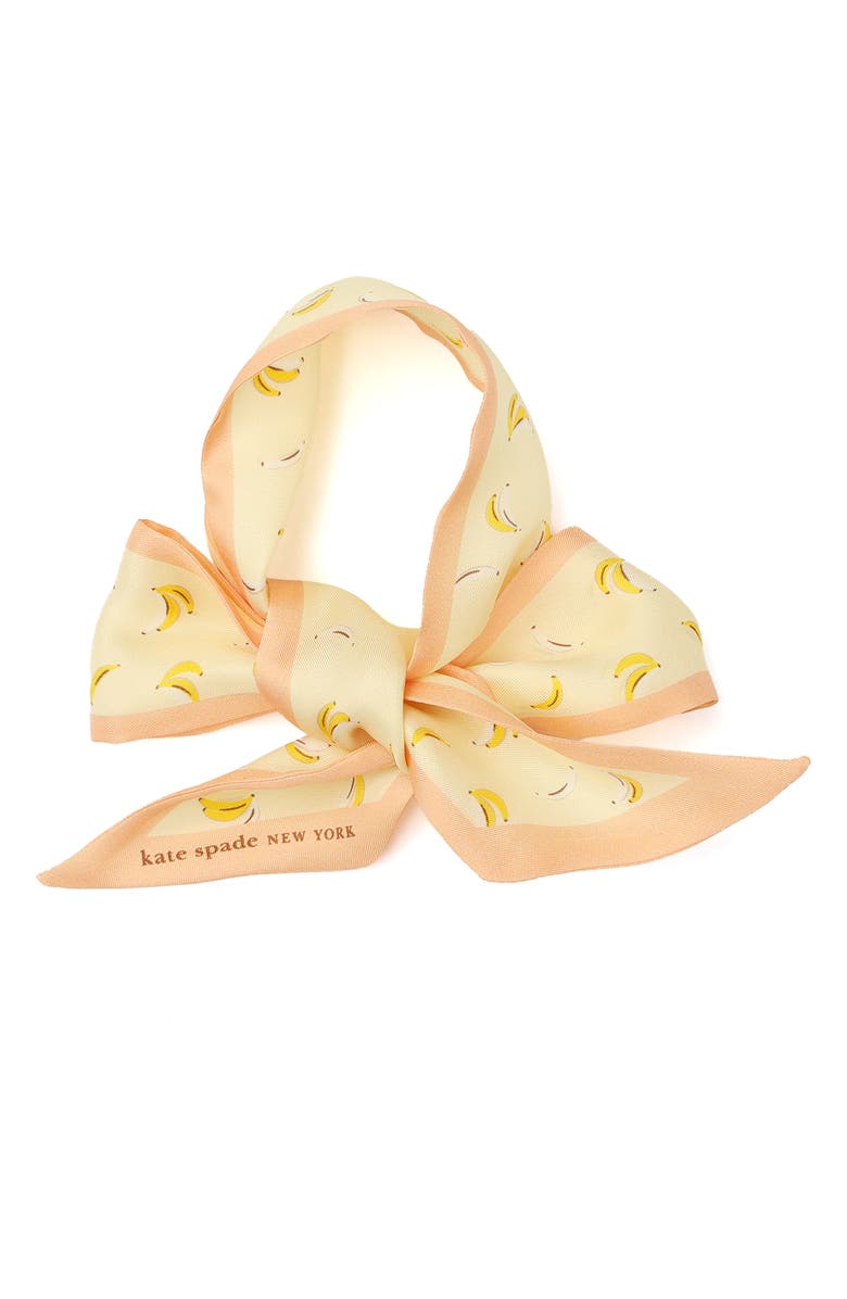 Kate Spade New York bold bananas silk skinny scarf, Alternate, color, Light Cantaloupe