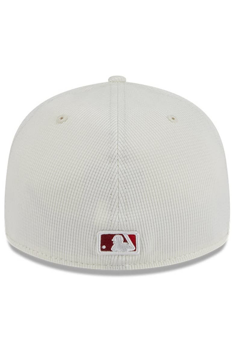 Men's New Era Cream/Red Los Angeles Angels City Connect Batting Practice Low Profile 59FIFTY Fitted Hat, Alternate, color, Cream