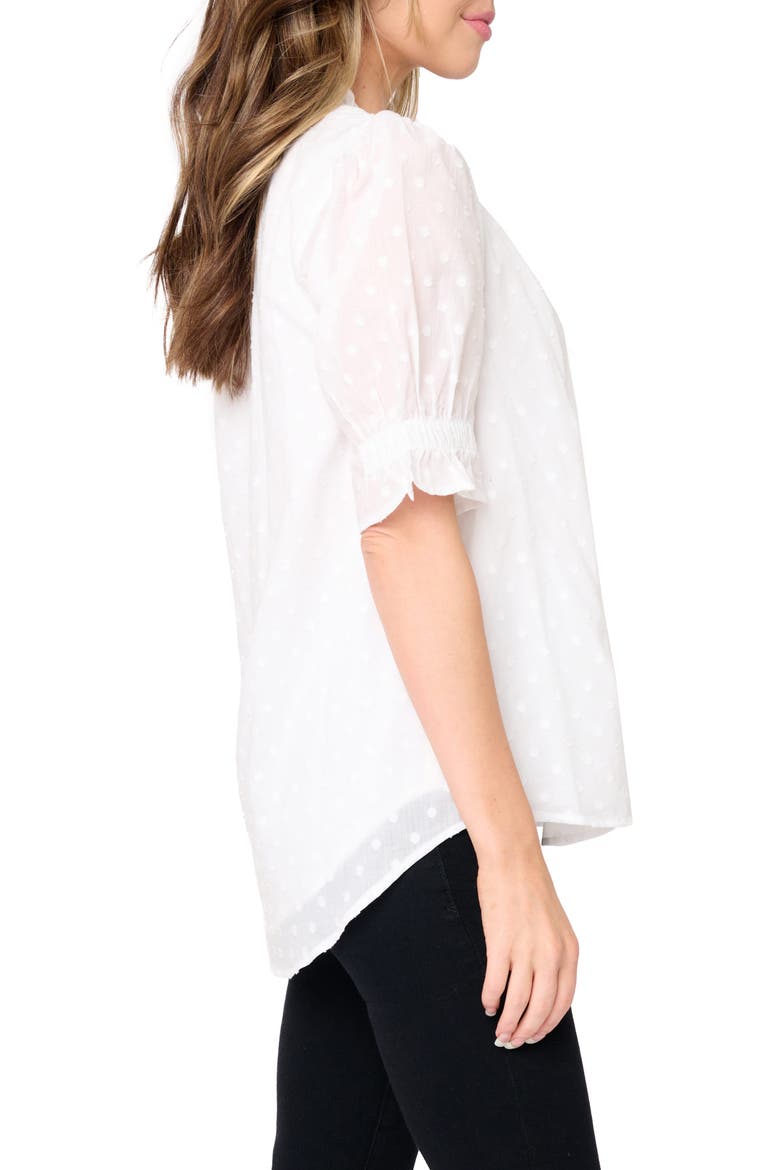 Dianthus Clip Dot Cotton Popover Shirt, Alternate, color, WHITE DOT