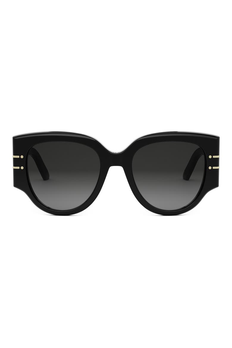 'DiorSignature R2I 53mm Butterfly Sunglasses, Main, color, SHINY BLACK / GRADIENT SMOKE