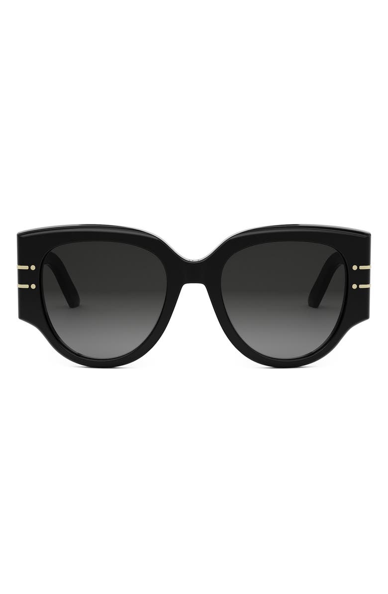 DIOR 'DiorSignature R2I 53mm Butterfly Sunglasses, Main, color, Shiny Black / Gradient Smoke