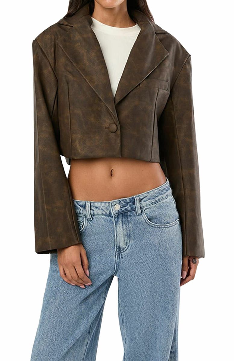 WeWoreWhat Patina Cropped Blazer, Alternate, color, Brown