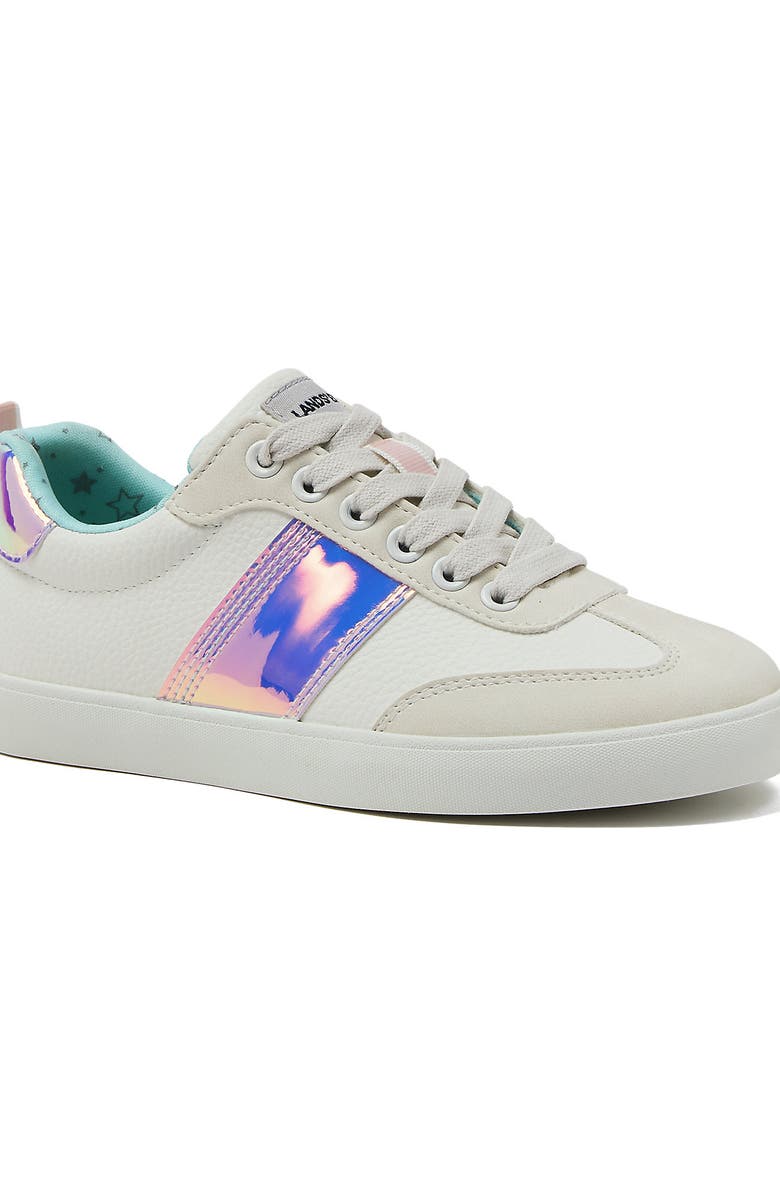 Lands' End Kids Tribeca Low Top Sneaker, Main, color, White/Iridescent