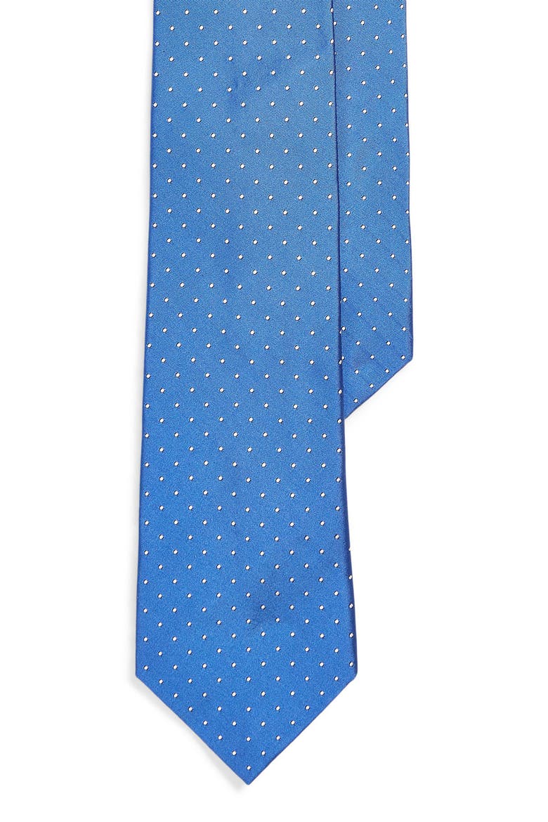 Polka Dot Silk Tie, Main, color, PINOT BLUE