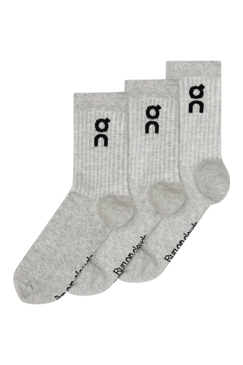 3-Pack Cotton Blend Logo Crew Socks, Main, color, HEATHER GRAY