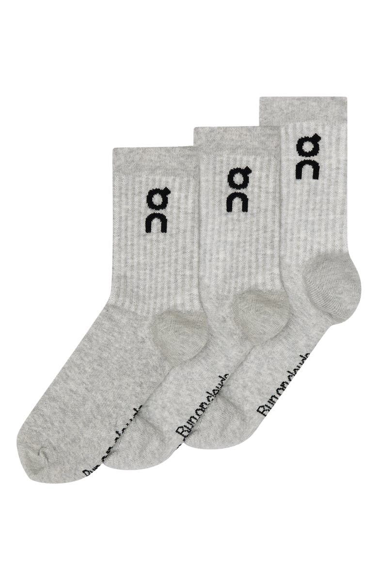 On 3-Pack Cotton Blend Logo Crew Socks, Main, color, Heather Gray
