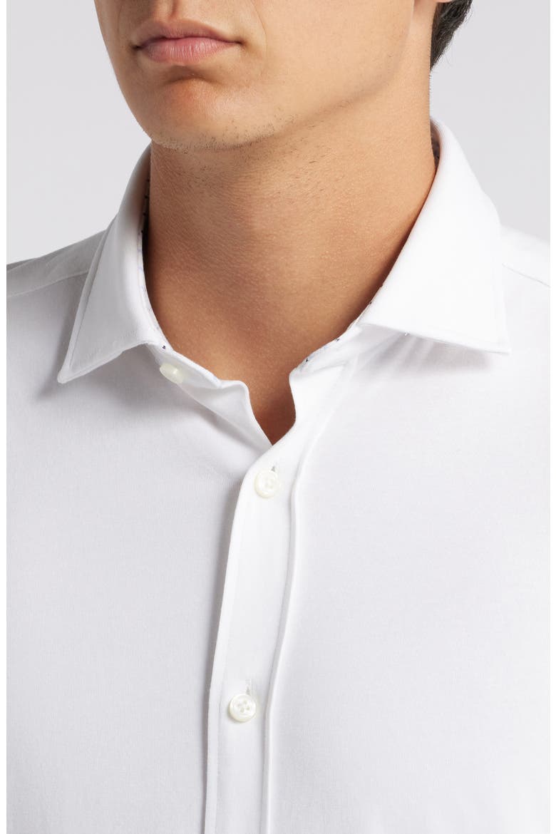 Roan Solid Stretch Cotton Button-Up Shirt, Alternate, color, WHT
