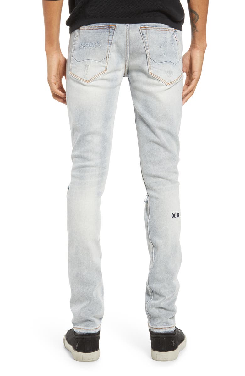 Cult of Individuality Punk Men's Ripped Super Skinny Jeans, Alternate, color, Bleach