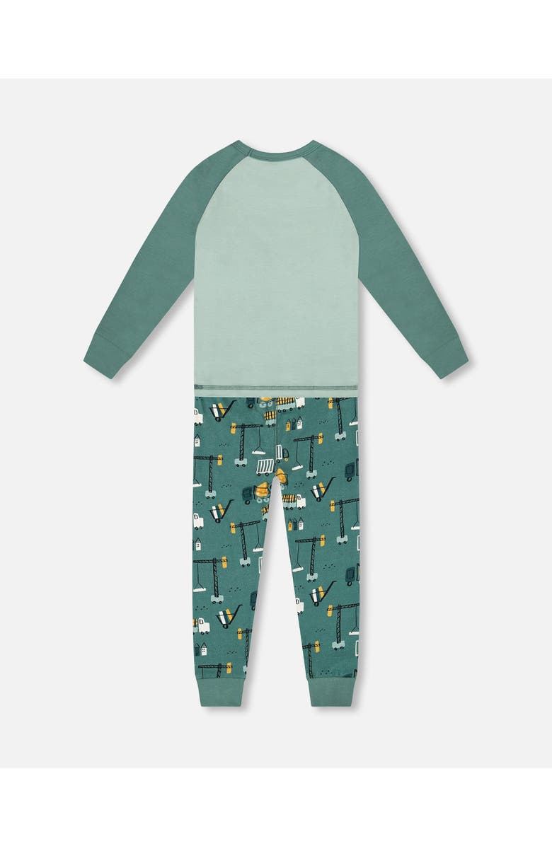 Deux par Deux Two-Piece Organic Cotton Pajama Set Construction, Alternate, color, Teal