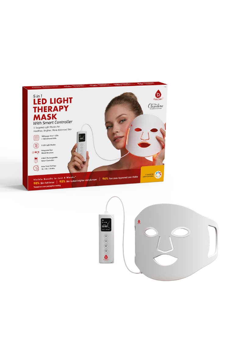 LED Light Therapy Mask with Smart Controller, Main, color, White
