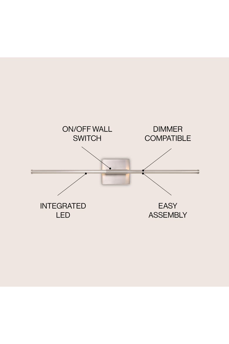 Makena Modern Minimalist Dimmable Integrated LED Metal Wall Sconce, Alternate, color, Nickel