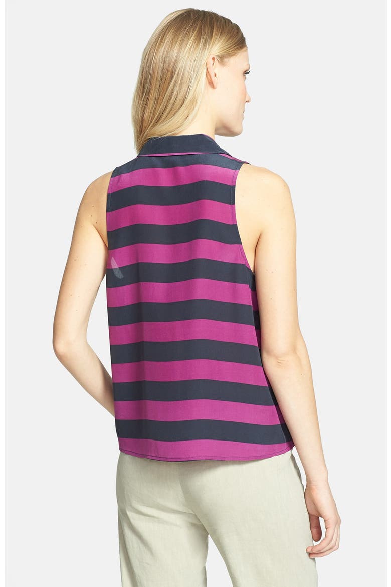 'Mina' Stripe Silk Top, Alternate, color, MULBERRY PEACOAT