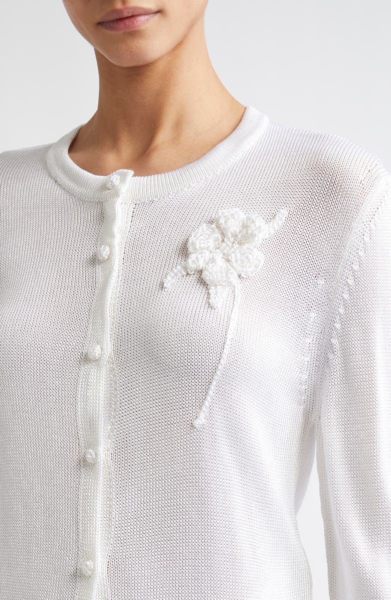 Jil Sander Crochet Flower Cardigan, Alternate, color, 