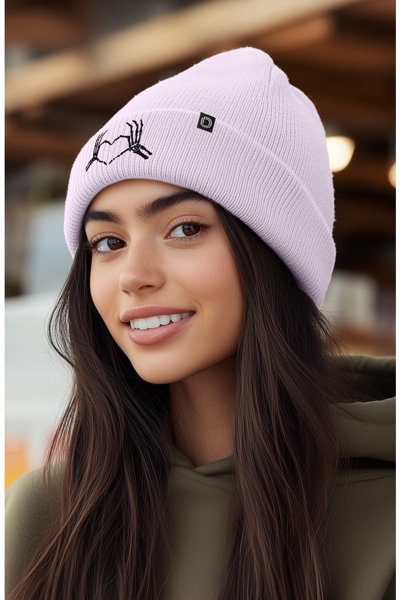 Heart of Bones Beanie, Alternate, color, Lavender
