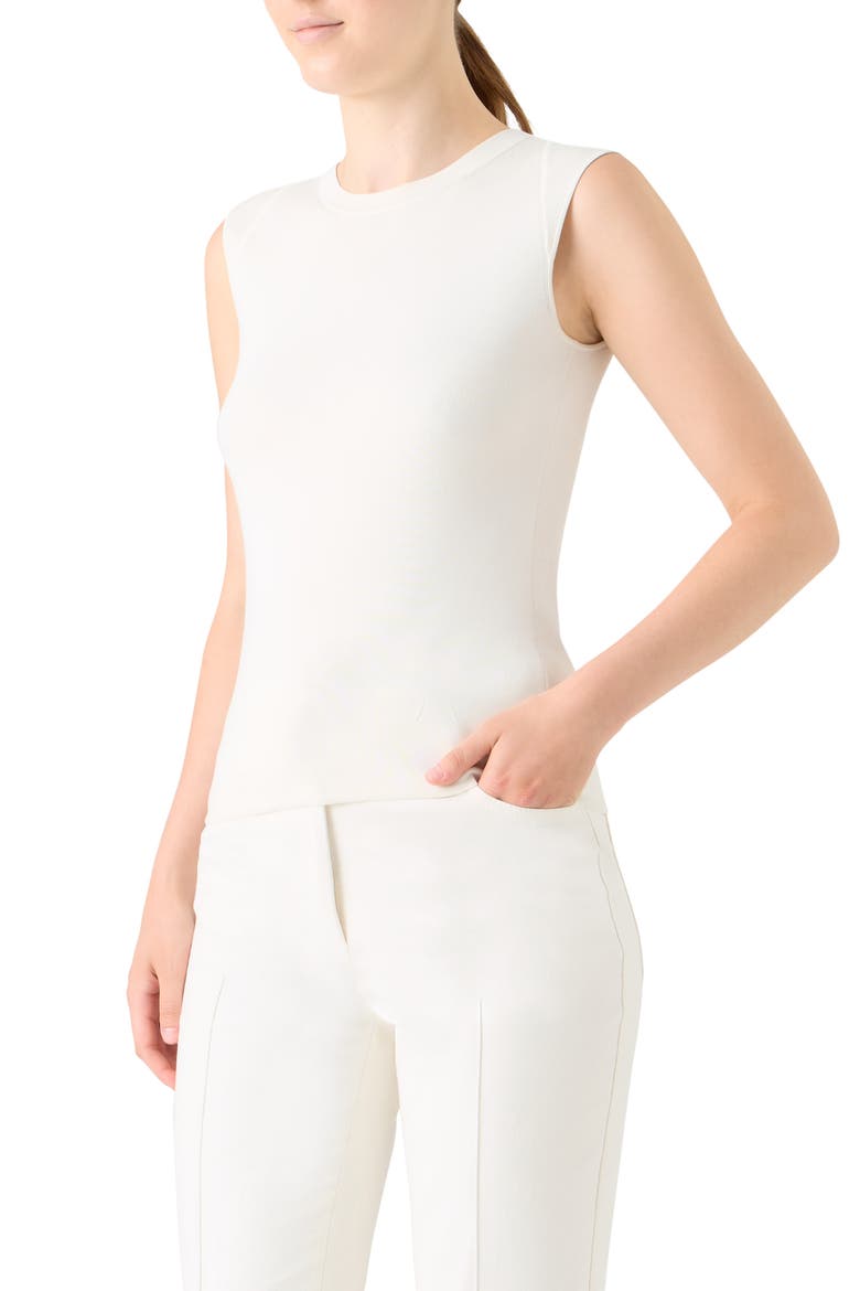 Sleeveless Silk Rib Top, Alternate, color, ECRU