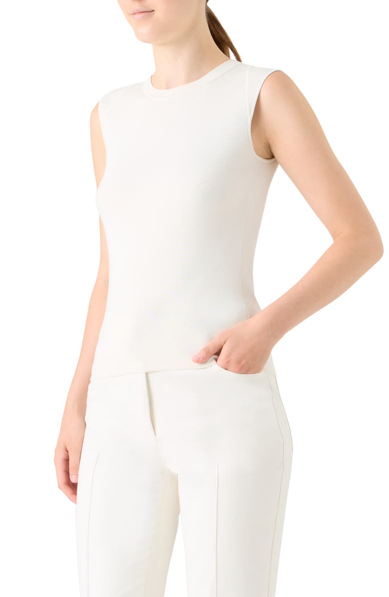 Akris Sleeveless Silk Rib Top, Alternate, color, Ecru