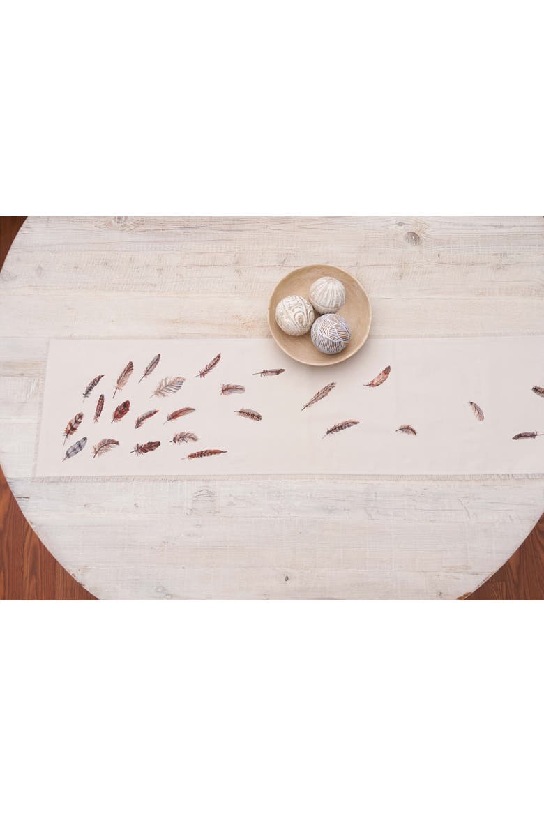 Feather Pattern Table Runner  14" x 72", Alternate, color, Beige