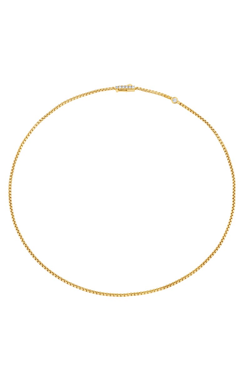 Layer Up Rounded Box Chain Necklace, Alternate, color, 18KT YELLOW GOLD / CLEAR STONE
