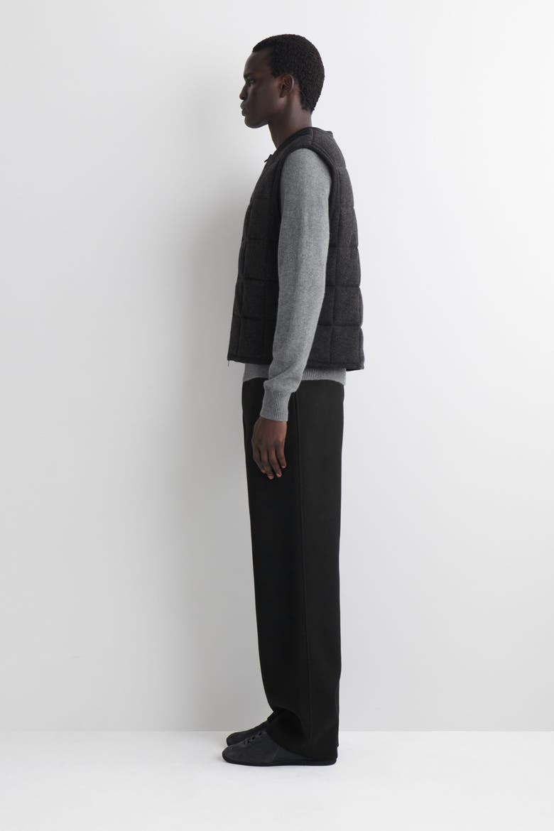 Padded Quilted Knit Merino Wool Vest, Alternate, color, CHARCOAL MÉLANGE
