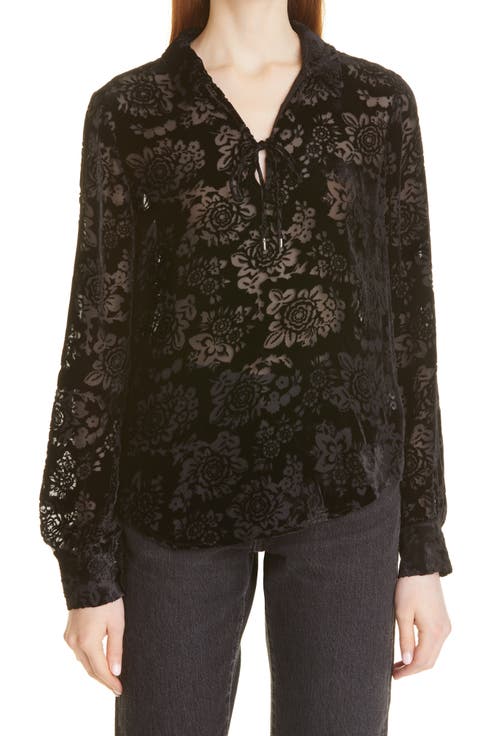 Ivonne Floral Burnout Velvet Top