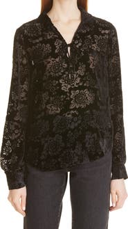 PAIGE Ivonne Floral Burnout Velvet Top