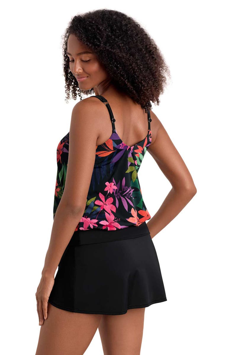 ShapeSolver V-Neck Blouson Ring Tankini Swimsuit Top, Alternate, color, Pretty Garden