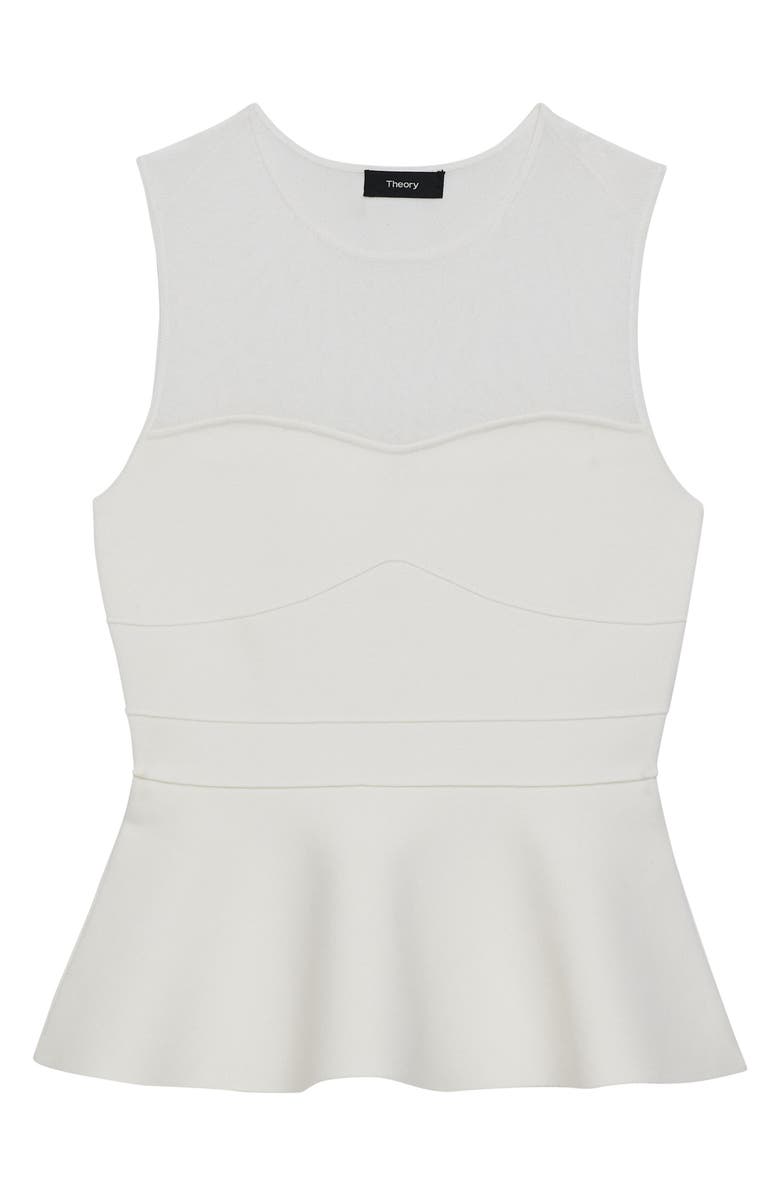 Theory Sheer Yoke Sleeveless Peplum Sweater, Alternate, color, 