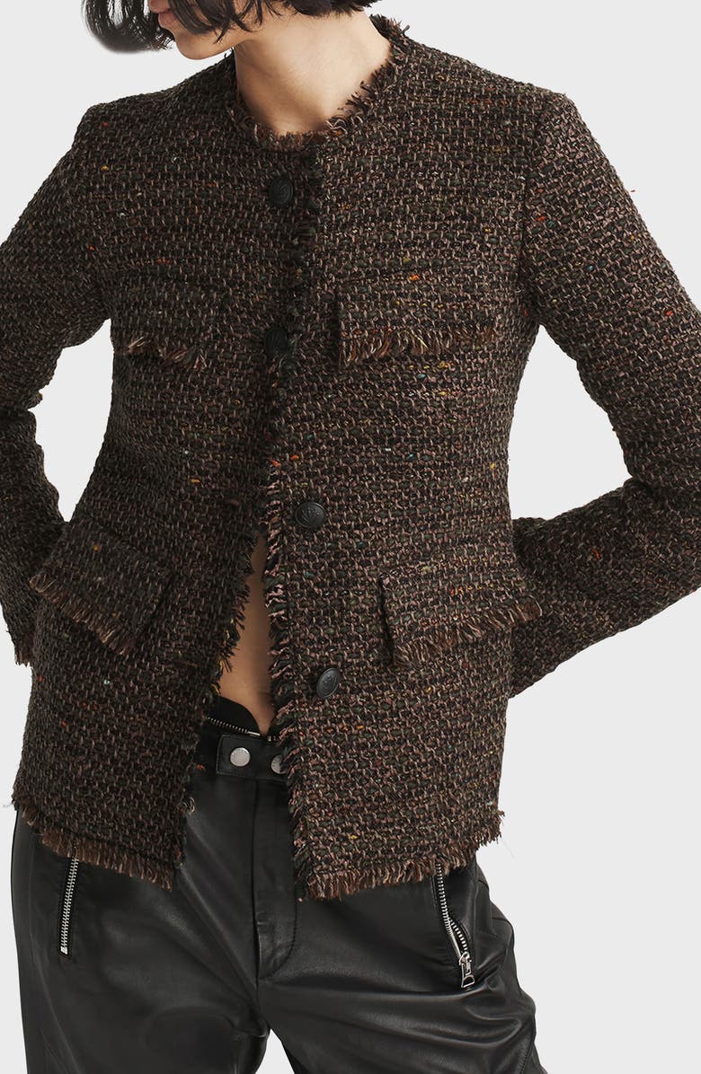 rag & bone Ezra Linton Tweed Blazer, Alternate, color, Brown