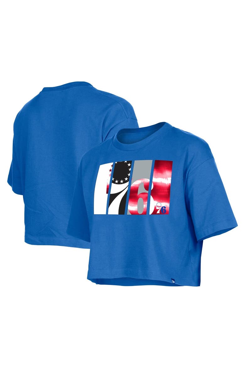 Women's New Era Royal Philadelphia 76ers Cropped T-Shirt, Alternate, color, Royal