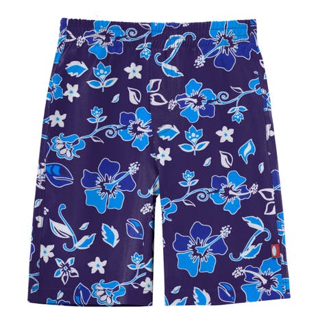 Boys Soft Stretch UPF 50+ Recycled Polyester Below-the-Knee Printed Swim Board Shorts