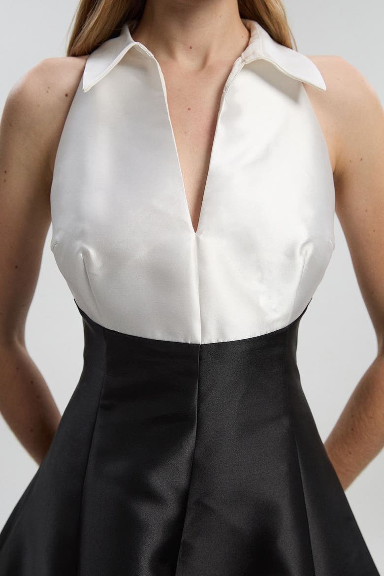 Twill Contrast Tux Tailored Dress, Alternate, color, Mono
