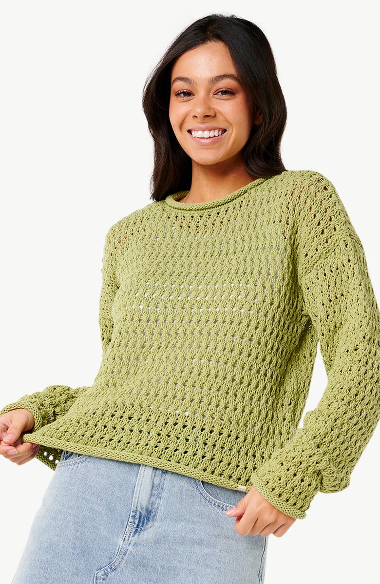 Rip Curl Cala Nights Pointelle Sweater, Alternate, color, Sage