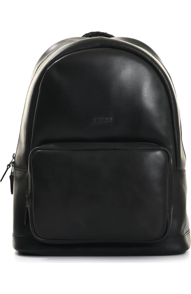 Velez Smooth Leather Backpack with Vintage Effect, Main, color, Black