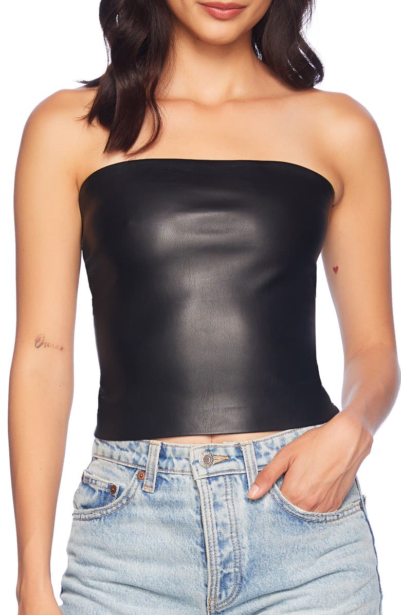 Susana Monaco Faux Leather Tube Top, Main, color, 