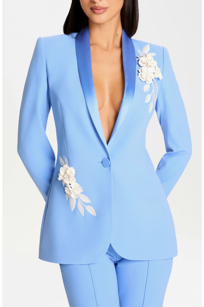 Allegra Floral Appliqué Blazer, Main, color, BLUE
