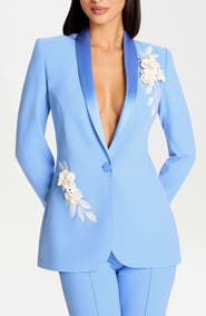 NADINE MERABI Allegra Floral Appliqué Blazer