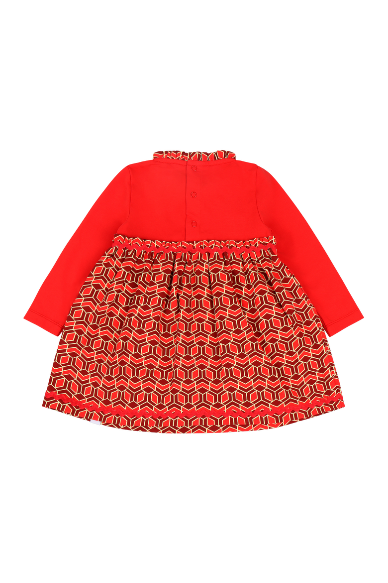 Baby Long Sleeve Ruffle Trim Dress and Bloomer Set, Alternate, color, Red Multicolor