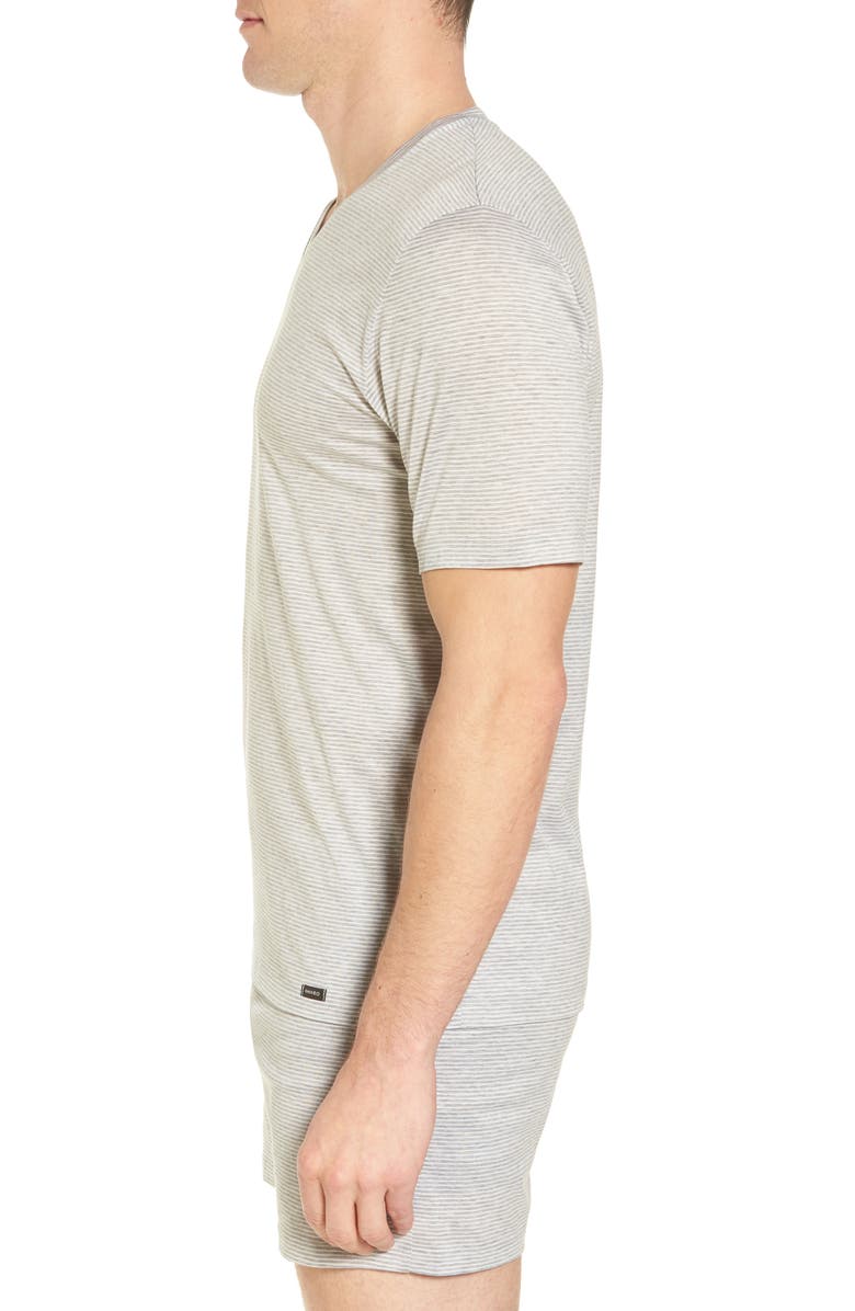Hanro Sporty Stripe Cotton V-Neck T-Shirt, Alternate, color, 