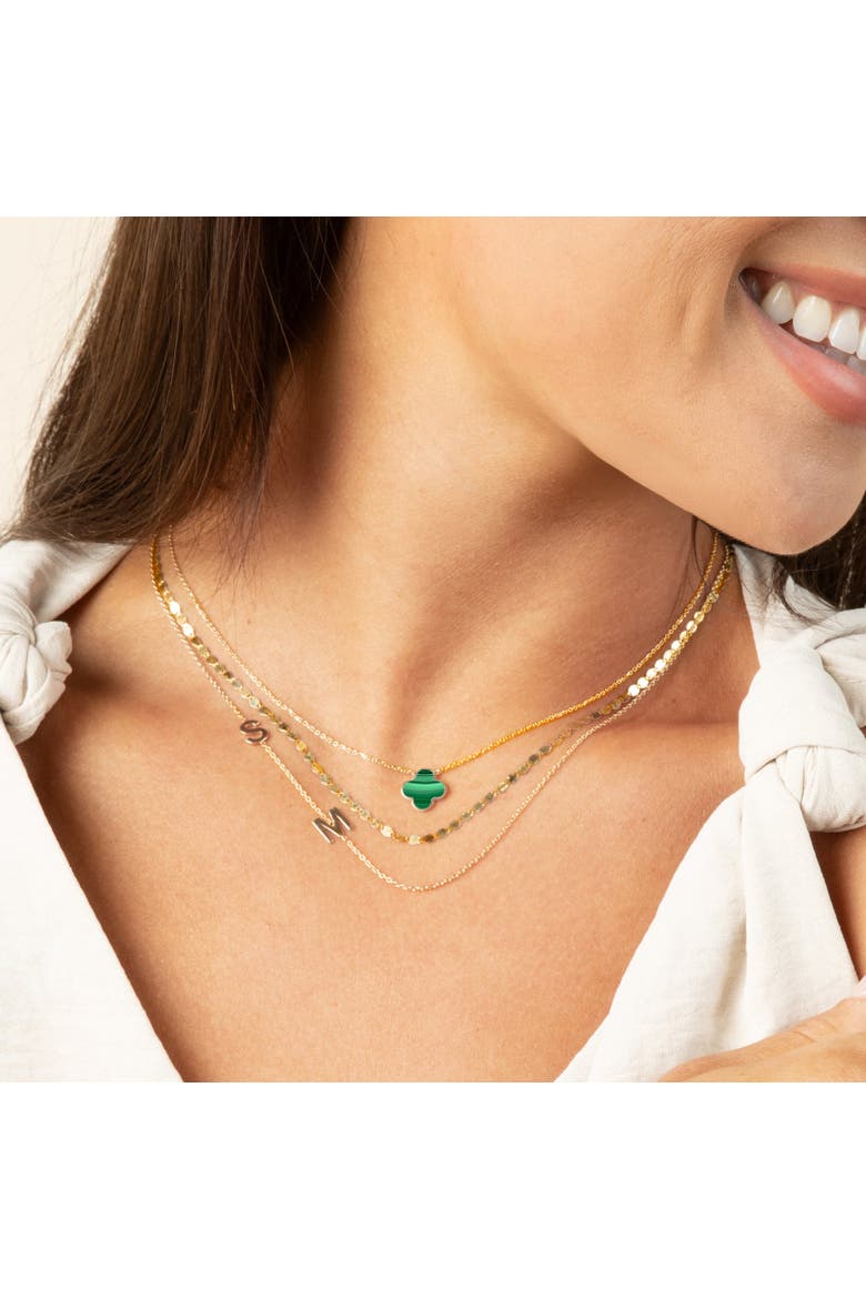 Small Malachite Single Clover Necklace, Alternate, color, Malachite