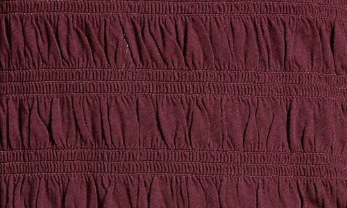 Madewell Smocked Boat Neck Long Sleeve Cotton Top In Brown