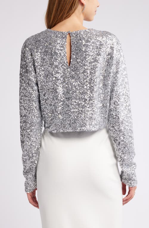 Open Edit Crop Sequin Top In Silver
