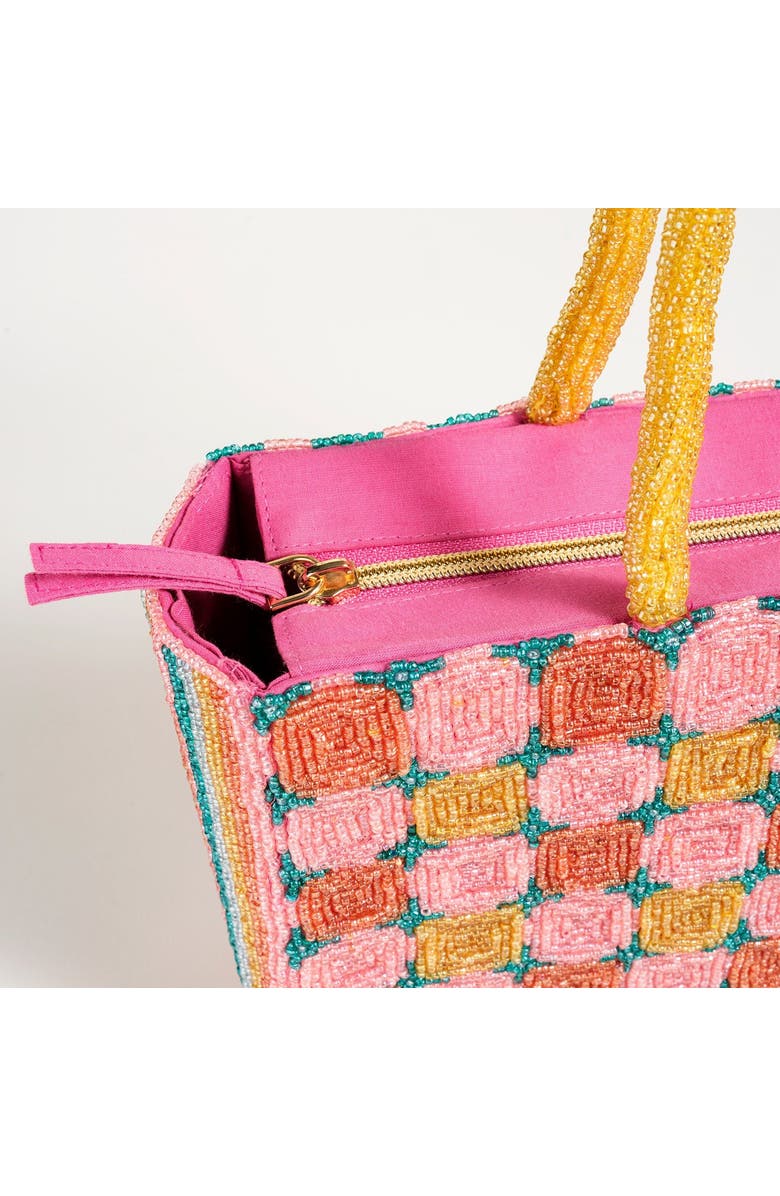 Zsa Zsa Zsu Delhi Beaded 100% Cotton Shoulder Bag 11X6 In, Alternate, color, Pink