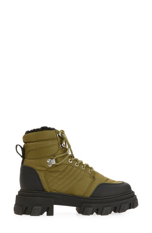 Ganni Faux Shearling Hiking Boot In Kalamata