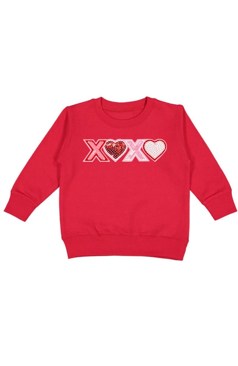 Sweet Wink Love Sequin Patch Valentine's Day Sweatshirt, Main, color, 