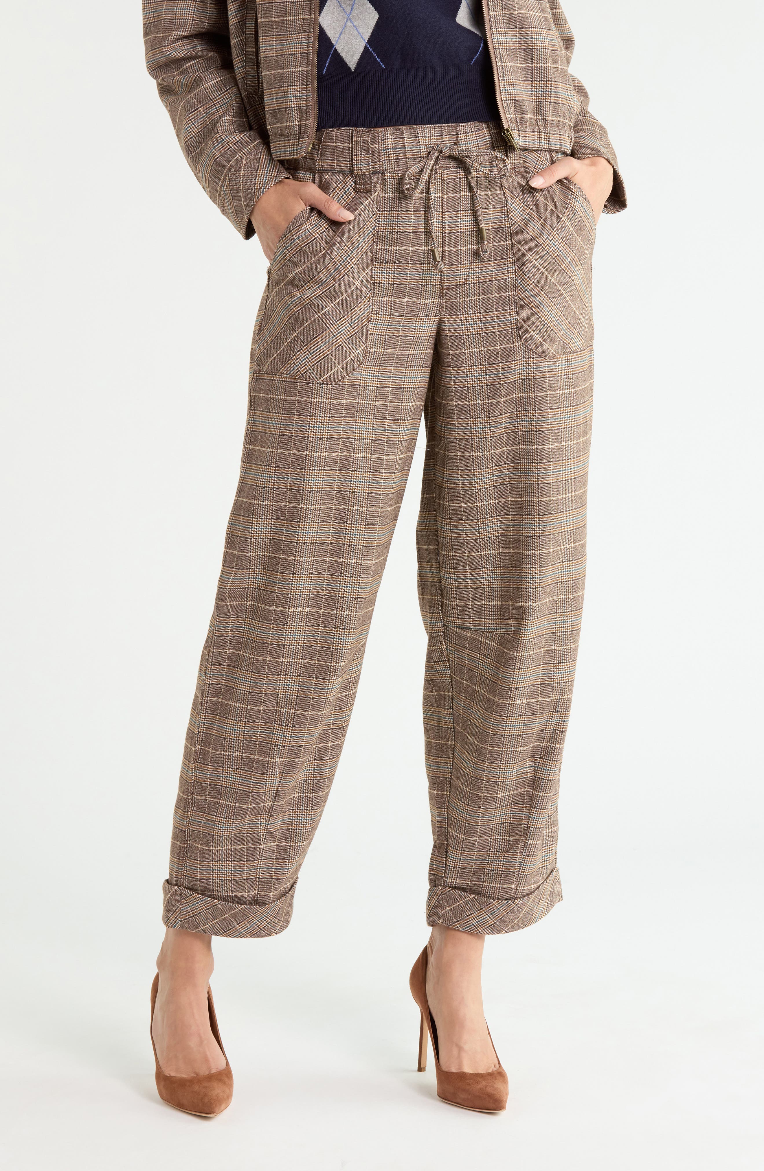 Plaid Barrel Leg Pants
