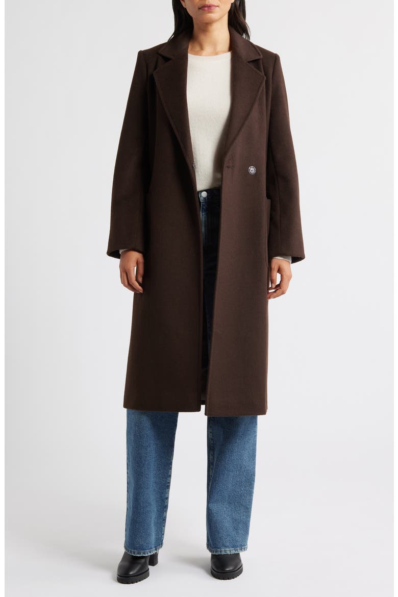 Longline Wrap Coat, Alternate, color, CHOCOLATE