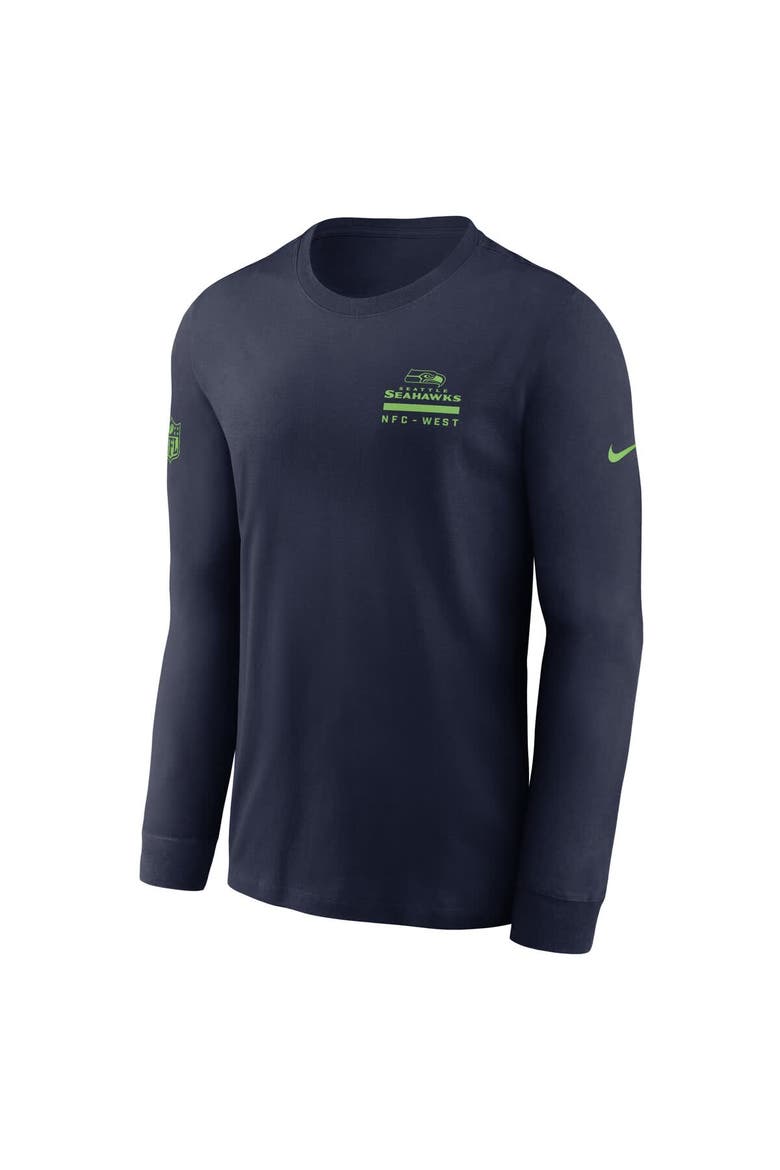 Men's Nike College Navy Seattle Seahawks Sideline Performance Long Sleeve T-Shirt, Alternate, color, College Navy
