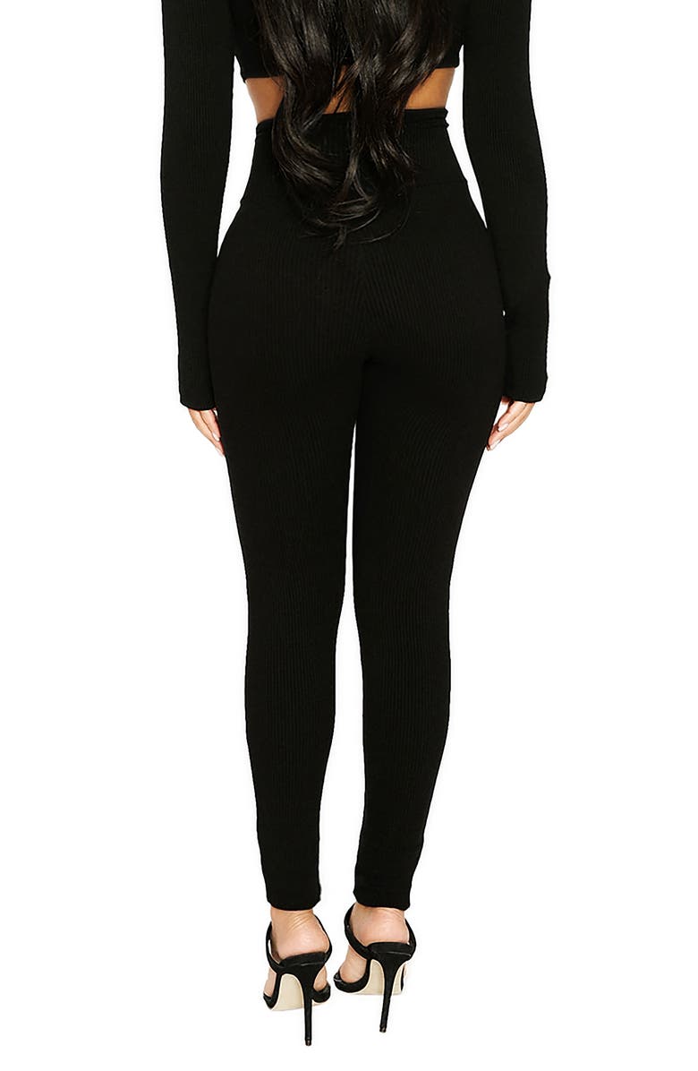 Naked Wardrobe High Waist V-Cut Rib Leggings, Alternate, color, 