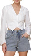 Avec Les Filles Eyelet Embroidery Crop Cotton Shirt
