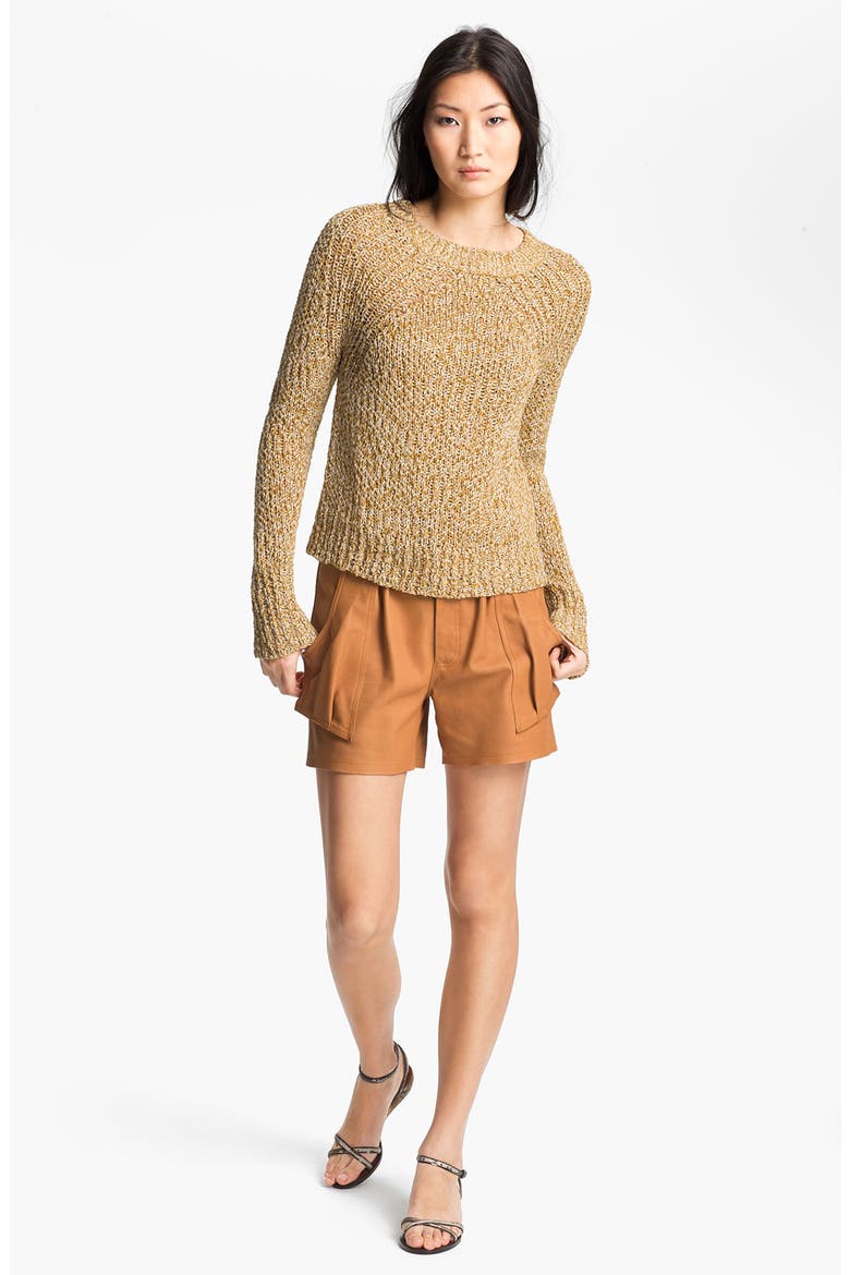 'Cash' Leather Shorts, Alternate, color, CARAMEL